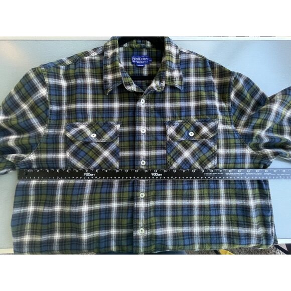 Pendleton WOOLENMILLS Wool Flannel Shirt Size XXL  PLAID BLUE/GREEN - Picture 6 of 16